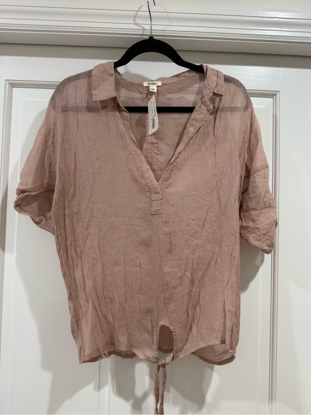 dylan Dusty Pink V-Neck Tie-Front Tunic Top